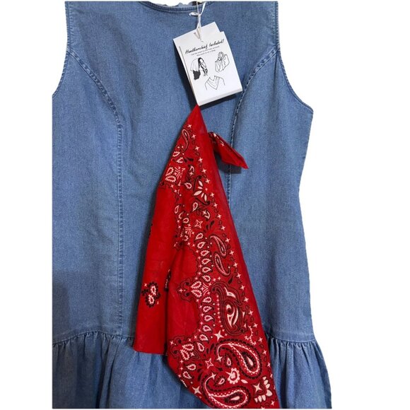 Revolve Thirty Thirty LA Sleeveless Blue Denim Mini Dress Sz XL Babydoll - Picture 5 of 8